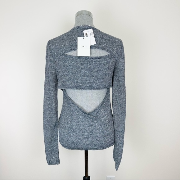 A.L.C. Gray Open Back Long Sleeve Top - Picture 5 of 11